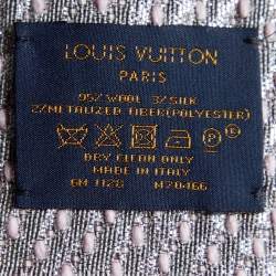 Pre Owned Louis Vuitton Pink Wool & Silk Logomania Shine Scarf