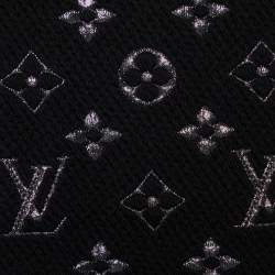 Pre Owned Louis Vuitton Black Wool & Silk Logomania Shine Scarf