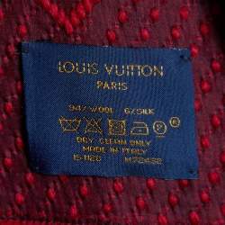 Louis Vuitton Red Wool & Silk Logomania Scarf