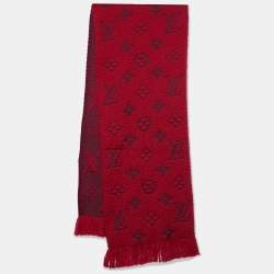 Louis Vuitton Beige/Red Wool/Silk Logomania Duo Scarf - Yoogi's Closet