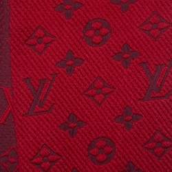 Louis Vuitton Red Wool & Silk Logomania Scarf