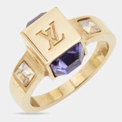 LOUIS VUITTON Gamble Ring Size S Gold-Plated Pink Color Stone