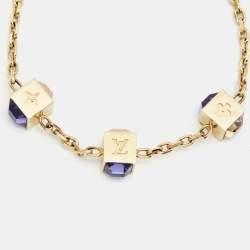 Pre Owned Louis Vuitton Gamble Crystal Gold Tone Bracelet
