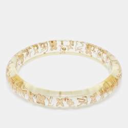 LOUIS VUITTON Brasselet Inclusion Bangle Bracelet Clear Gold Resin