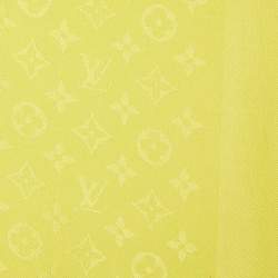 Pre Owned Louis Vuitton Yellow Logo Monogram Wool & Silk Scarf