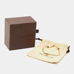 Pre Owned Louis Vuitton Flower Gold Tone Station Bracelet