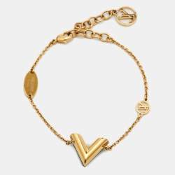 Pre Owned Louis Vuitton Essential V Lacquer Gold Tone Bracelet