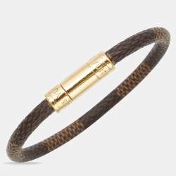Pre Owned Louis Vuitton Keep It Bracelet Canvas Gold Tone Bracelet
