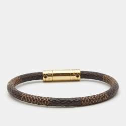 Pre Owned Louis Vuitton Keep It Bracelet Canvas Gold Tone Bracelet