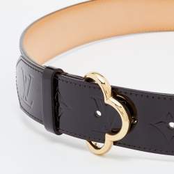 Pre Owned Louis Vuitton Amarante Monogram Vernis Fleur Buckle Belt 90CM
