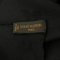 Pre Owned Louis Vuitton Black Monogram Pattern Silk Scarf