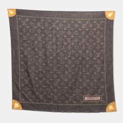 Louis Vuitton monogram denim print TRUNKS&BAGS scarf cotton