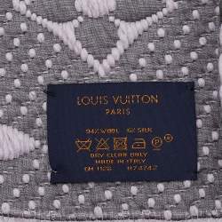 Pre Owned Louis Vuitton Grey Wool & Silk Logomania Scarf