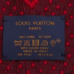 Pre Owned Louis Vuitton Red Wool & Silk Logomania Scarf