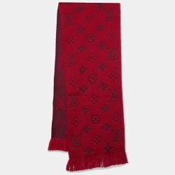 Louis Vuitton Red Wool/Silk Logomania Scarf - Yoogi's Closet