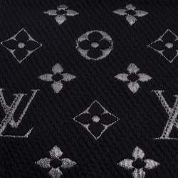 Louis Vuitton Black Wool & Silk Logomania Shine Scarf