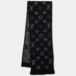 Louis Vuitton Black Wool & Silk Logomania Shine Scarf