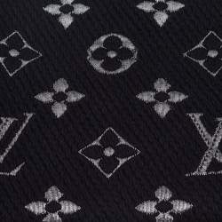 Pre Owned Louis Vuitton Black Wool & Silk Logomania Shine Scarf