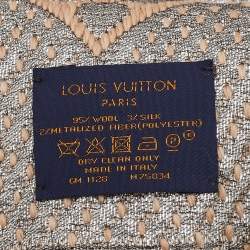 Pre Owned Louis Vuitton Beige Wool & Silk Logomania Shine Scarf