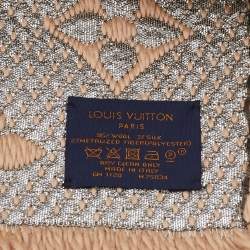 Pre Owned Louis Vuitton Beige Wool & Silk Logomania Shine Scarf