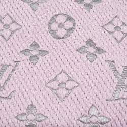 Pre Owned Louis Vuitton Pink Wool & Silk Logomania Shine Scarf