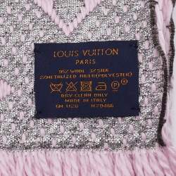 Pre Owned Louis Vuitton Pink Wool & Silk Logomania Shine Scarf