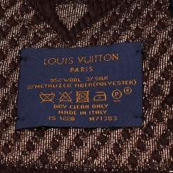 Pre Owned Louis Vuitton Brown Wool & Silk Logomania Shine Scarf