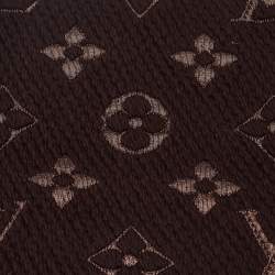 Pre Owned Louis Vuitton Brown Wool & Silk Logomania Shine Scarf