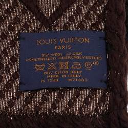 Pre Owned Louis Vuitton Brown Wool & Silk Logomania Shine Scarf