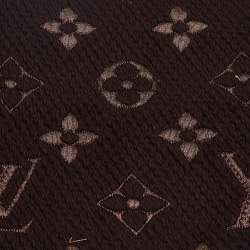 Pre Owned Louis Vuitton Brown Wool & Silk Logomania Shine Scarf