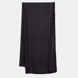 Louis Vuitton Black Silk & Wool Classique Monogram Shawl