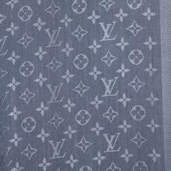 Pre Owned Louis Vuitton Dark Grey Monogram Silk & Wool Classique Shawl