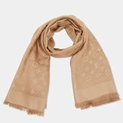 Louis Vuitton Cappucino Brown Monogram Silk & Wool Classique Shawl