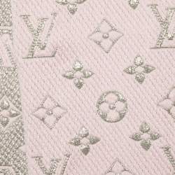 Pre Owned Louis Vuitton Light Pink Lurex Silk & Wool Logomania Fringed Scarf