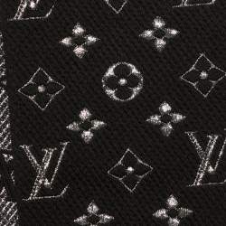 Louis Vuitton Black Silk & Wool Logomania Shine Scarf