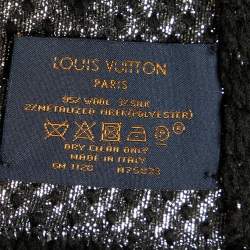 Louis Vuitton Black Silk & Wool Logomania Shine Scarf