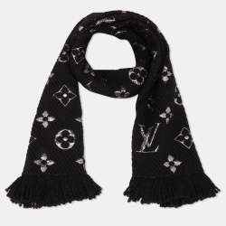Louis Vuitton Black Silk & Wool Logomania Shine Scarf