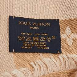 Louis Vuitton Beige Rose Monogram Silk & Wool Denim Shawl