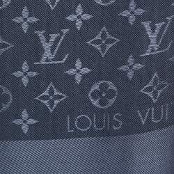 Pre Owned Louis Vuitton Carbone Silk & Wool Classique Monogram Shawl