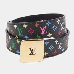 Louis Vuitton Black Monogram Multicolore Canvas LV Cut Belt 90CM