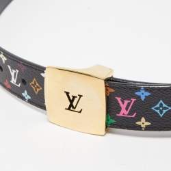 Pre Owned Louis Vuitton Black Monogram Multicolore Canvas LV Cut Belt 90CM