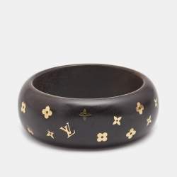 Pre Owned Louis Vuitton Wood Gold Tone Bangle Bracelet