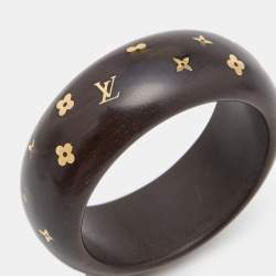 Pre Owned Louis Vuitton Wood Gold Tone Bangle Bracelet