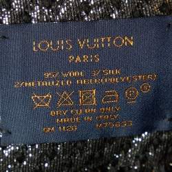 Louis Vuitton Black Wool & Silk Logomania Shine Scarf