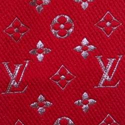 Louis Vuitton Red Logomania Wool & Silk Shine Scarf