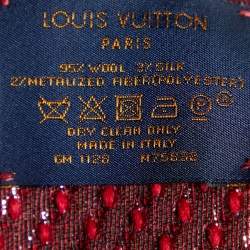 Louis Vuitton Red Logomania Wool & Silk Shine Scarf