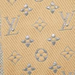 Pre Owned Louis Vuitton Beige Wool & Silk Logomania Shine Scarf