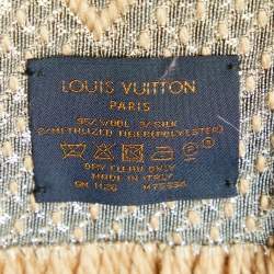 Pre Owned Louis Vuitton Beige Wool & Silk Logomania Shine Scarf