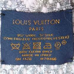 Pre Owned Louis Vuitton Pink Wool & Silk Logomania Shine Scarf