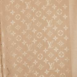 Louis Vuitton Cappucino Brown Monogram Silk & Wool Classique Shawl